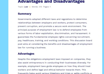 Researching of Employment Law Advantages and Disadvantages  Free