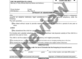 Colorado Affidavit of Abandonment  US Legal Forms