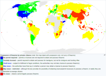 Map showing gun laws by country  rMapPorn