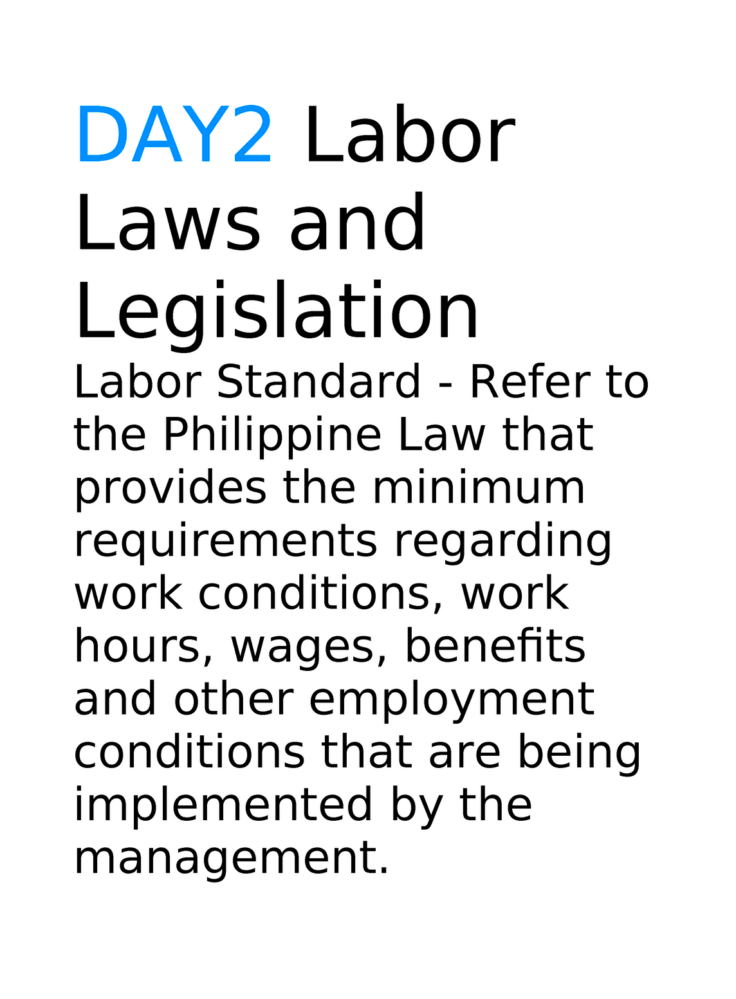 DAY2 Labor Laws and Legislation  DAY2 Labor Laws and Legislation Labor