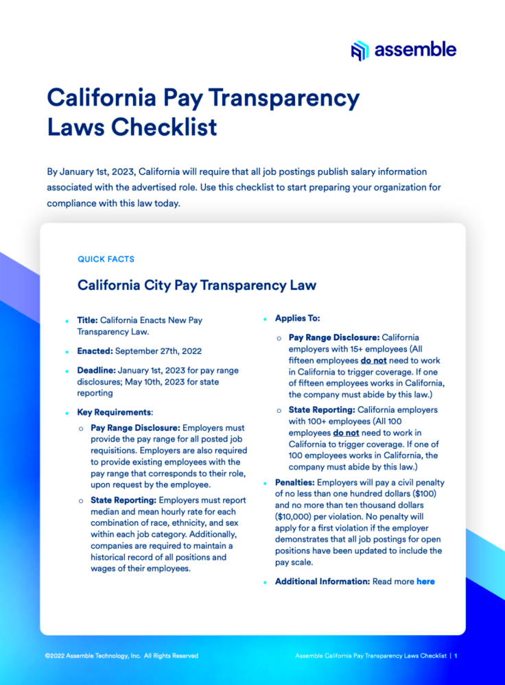 California Pay Transparency Law  Assemble