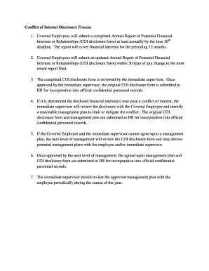 Fillable Online Conflict of Interest Disclosure Process Fax Email Print