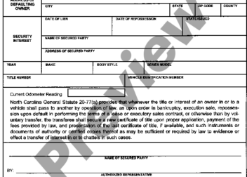 North Carolina Certification of Repossession  Mvr 3  US Legal Forms