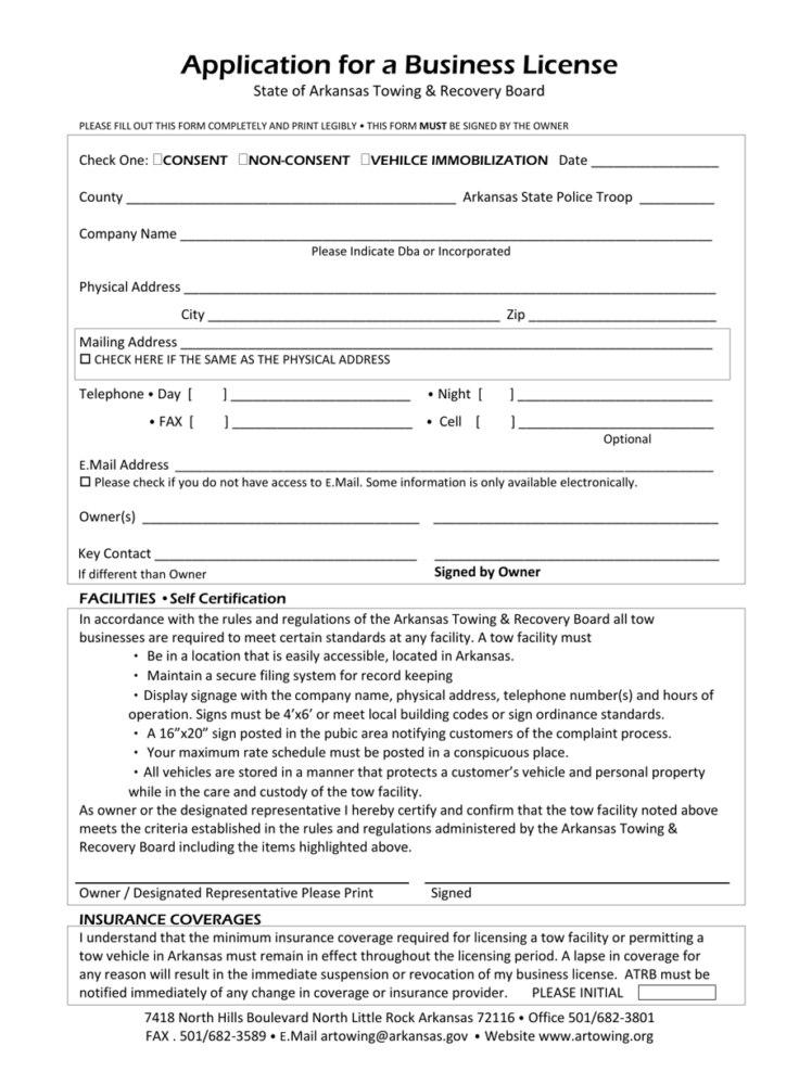 Arkansas Application for a Business License  Fill Out Sign Online and