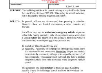 Vehicle Pursuit Policy Recommendations  Cleveland Community Police