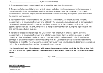 New York City General Indemnification Release Form  Fill Out Sign