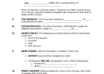 Free Arkansas Separation Agreement Template  PDF  Word  eForms