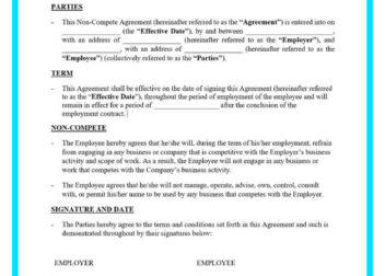 Printable Non Compete Agreement Template  Printable Templates