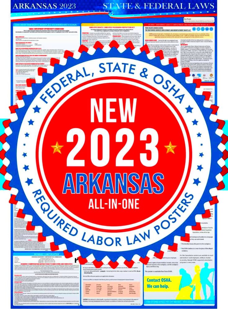 Amazoncom  2023 Arkansas State and Federal Labor Laws Poster  OSHA