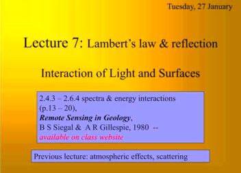 PPT  Lecture 7 Lamberts law  reflection Interaction of Light and