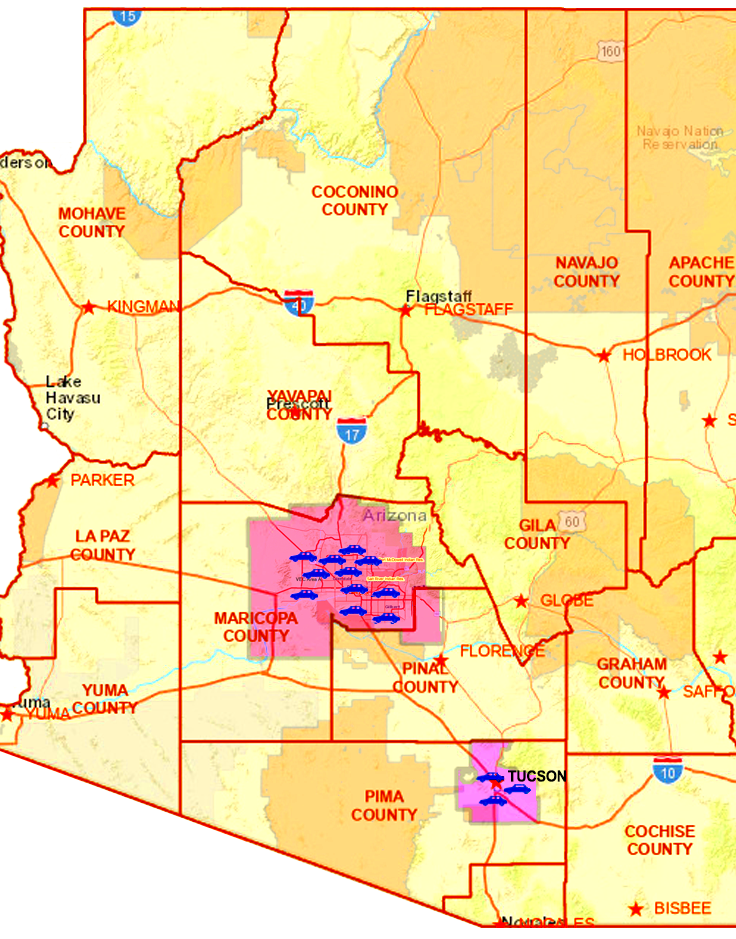 Emissions Locations Map  AZ Emission Testing