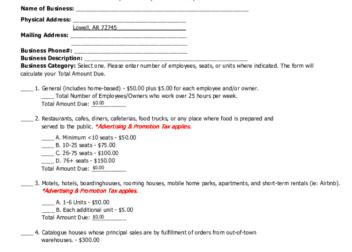 AR Business License Renewal  City Of Lowell 20202022  Fill and Sign