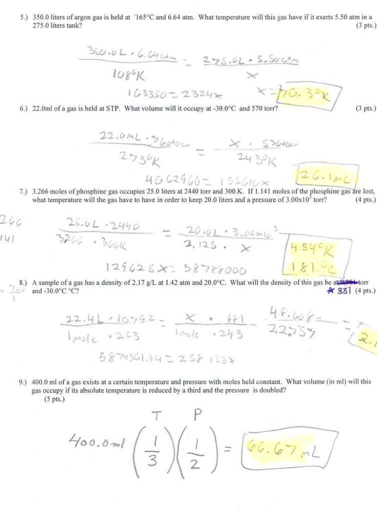 Charles Law Worksheet With Answers Pdf