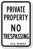 Indiana No Trespassing Signs