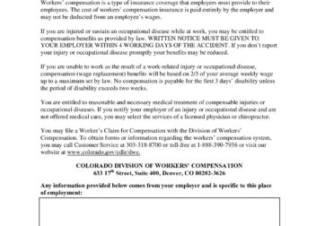 Free Colorado Colorado Work Comp Act Labor Law Poster 2024