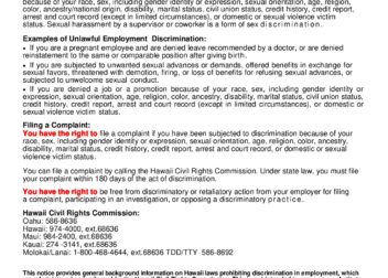 Free Hawaii Hawaii Employment Discrimination Labor Law Poster 2021