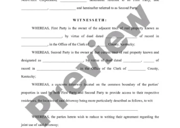 Kentucky Driveway Easement Agreement  Kentucky Driveway Easement Laws