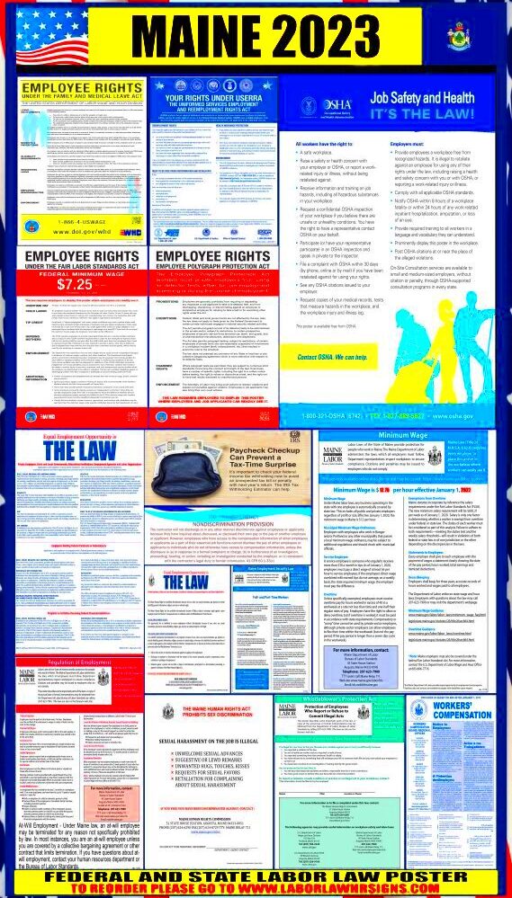 2023 Maine Labor Law Posters   State Federal OSHA  LABORLAWHRSIGNS