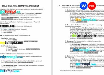 free Oklahoma noncompete agreement template Word and PDF format