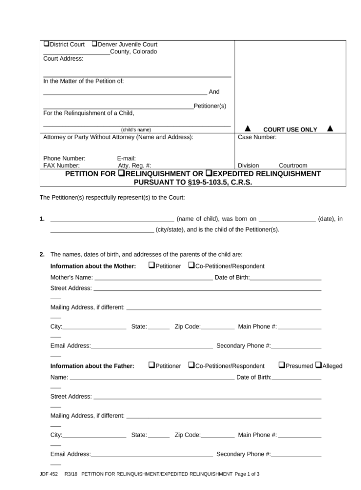 Colorado child custody laws for unmarried parents Fill out  sign