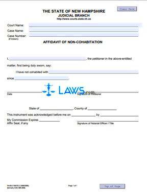 Affidavit of NonCohabitation  New Hampshire Forms   Lawscom