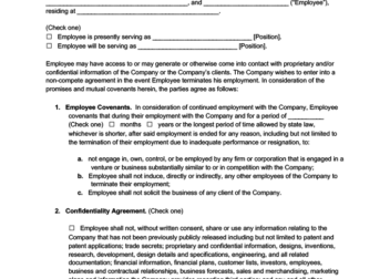 Free NonCompete Agreement Template  PDF  Word