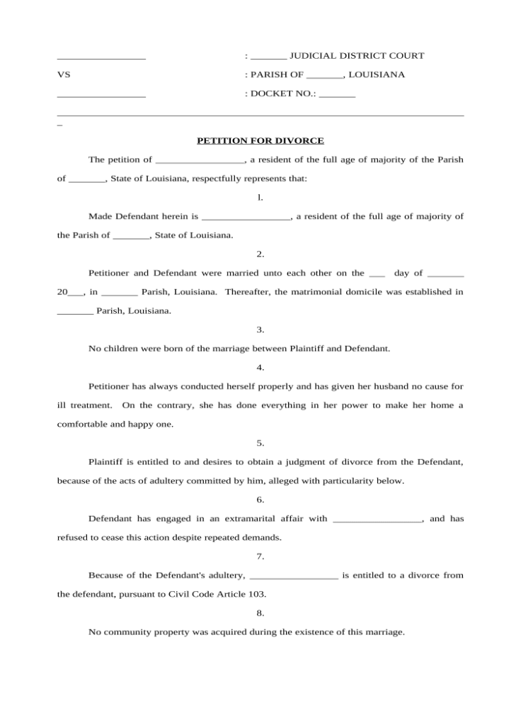 Divorce in louisiana adultery Fill out  sign online  DocHub