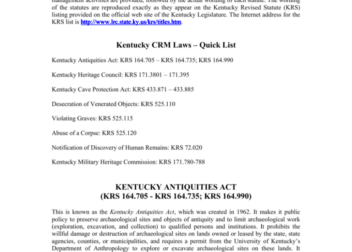 kentucky state laws affecting preservation and management of