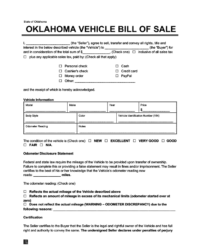 Free Oklahoma Bill of Sale Forms  PDF  Word