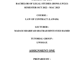 Assignment Law Of Contract LAW436 Oct22Mac23 LWSS1AX  FACULTY OF LAW