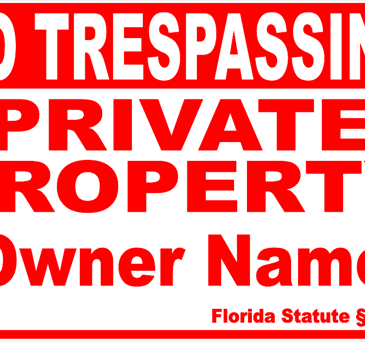 No Trespassing Private Property Florida Civil Code Sign  Signs by