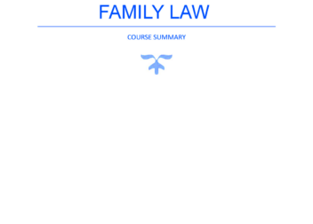 Exam notes family law  FAMILY LAW COURSE SUMMARY Contents 1  P a g e