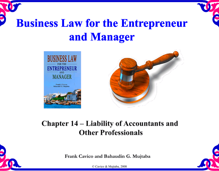 Business Law for the Entrepreneur and Manager