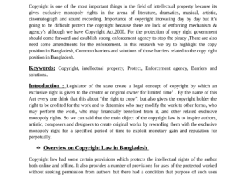 PDF An Overview of the Copyright Protection Law in Bangladesh