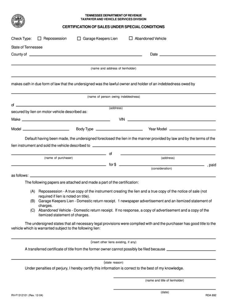 Tennessee repo affidavit Fill out  sign online  DocHub