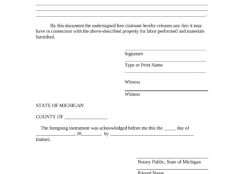 Michigan release of lien form Fill out  sign online  DocHub