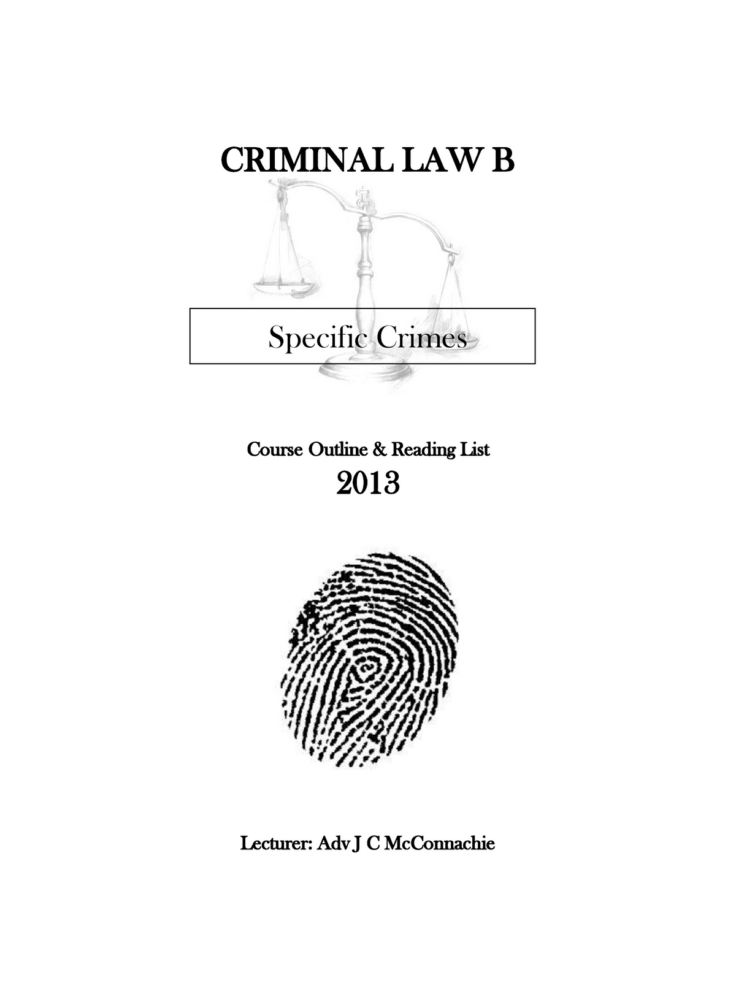 Criminal Law 6th edition 220571 Textbook  CRIMINAL LAW B Specific