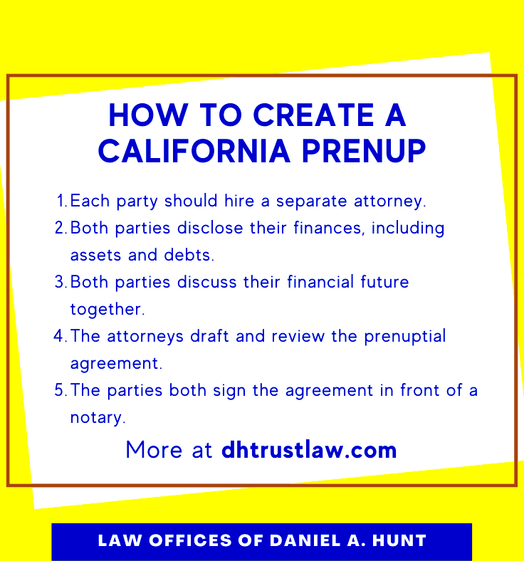 How to Create a Prenuptial Agreement in CA  Law Offices of Daniel Hunt