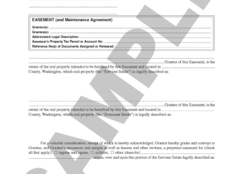 WA 1 Easement and Maintenance Agreement WA  StevensNess Law